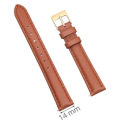 Dây da đồng hồ size 14mm Nâu L010-02-14