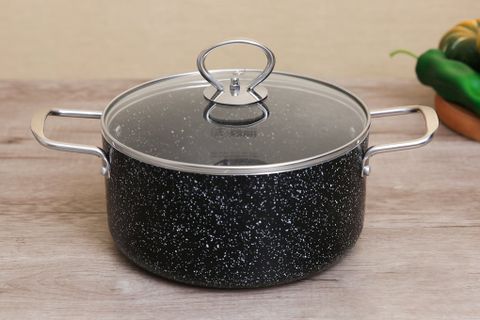 Nồi nhôm chống dính nắp kính 21 cm NDE