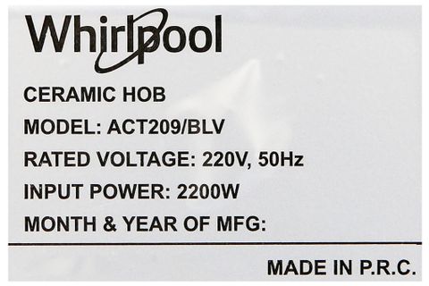 Bếp hồng ngoại Whirlpool ACT209/BLV