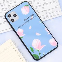  Ốp lưng iPhone 11 Pro Max nhựa cứng viền dẻo Tempered glass OSMIA CKAC709 Hoa xanh 