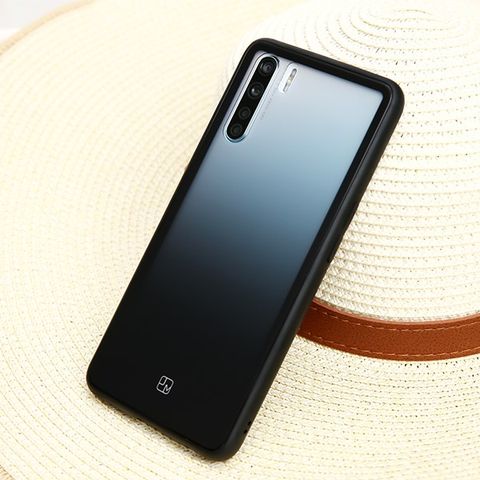 Ốp lưng OPPO A91 nhựa cứng viền dẻo GLASS JELLY JM Đen