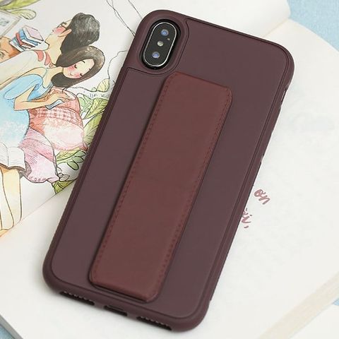 Ốp lưng iPhone X/Xs nhựa cứng viền dẻo PU Stander OSMIA Đỏ Rượu