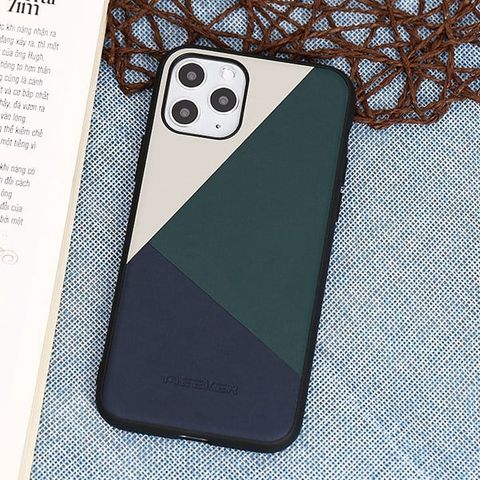 Ốp lưng iPhone 11 Pro Nhựa cứng viền dẻo Mixed color leather case MEEKER Xanh