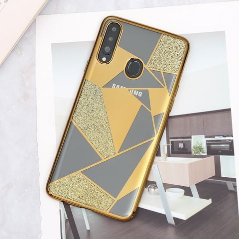 Ốp lưng Galaxy A20S nhựa dẻo Geometry OSMIA Gold