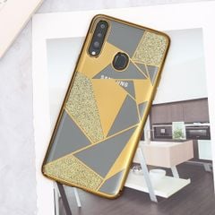  Ốp lưng Galaxy A20S nhựa dẻo Geometry OSMIA Gold 