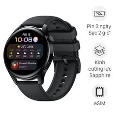  Đồng hồ thông minh Huawei Watch 3 LTE 46mm dây silicon đen 