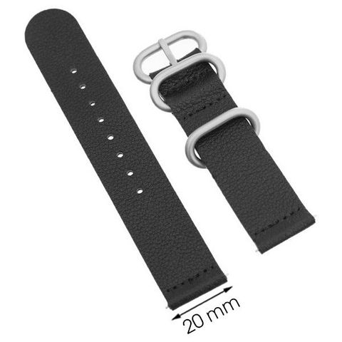 Dây da đồng hồ size 20 mm đen G041