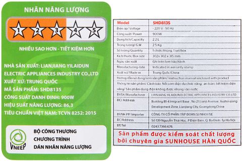 Nồi cơm nắp rời Sunhouse SHD8135