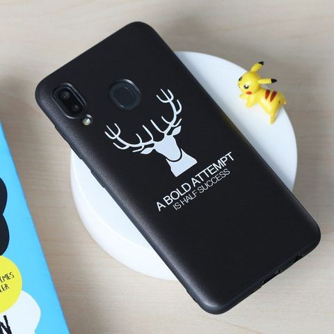 Ốp lưng Galaxy A20 Nhựa dẻo Solid Printing MEEKER Hươu đen