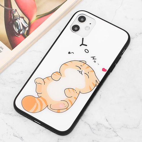Ốp lưng iPhone 11 Nhựa cứng viền dẻo COSANO SRTG270 Mèo Trắng