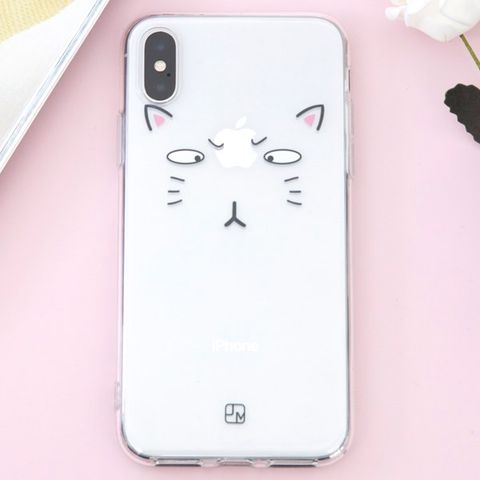 Ốp lưng iPhone X Nhựa dẻo in hình Simple JM Mặt mèo Pbag