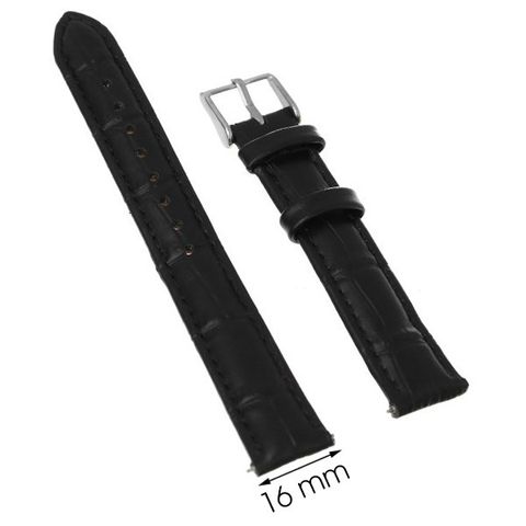 Dây da đồng hồ size 16 mm Đen F1012.41