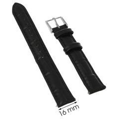  Dây da đồng hồ size 16 mm Đen F1012.41 