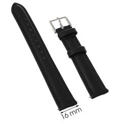  Dây da đồng hồ size 16 mm Đen F1100.41 