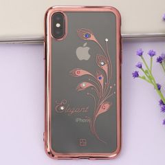  Ốp lưng iPhone X Nhựa dẻo Electro Crystal JM ROSE GOLD FEATHER 