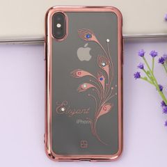  Ốp lưng iPhone X Nhựa dẻo Electro Crystal JM ROSE GOLD FEATHER 