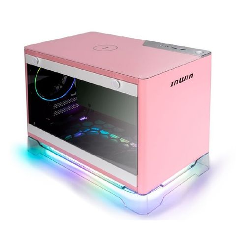 Vỏ case InWin A1 Plus Pink QI Charger - Full Side Tempered Glass Mini ITX