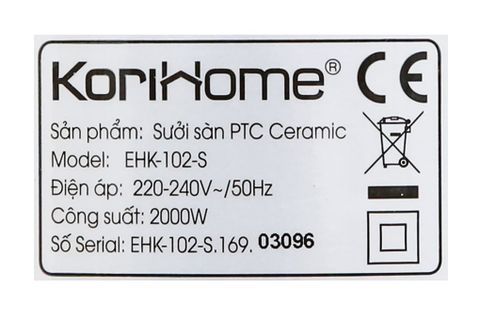 Máy sưởi Korihome EHK-102-S KG
