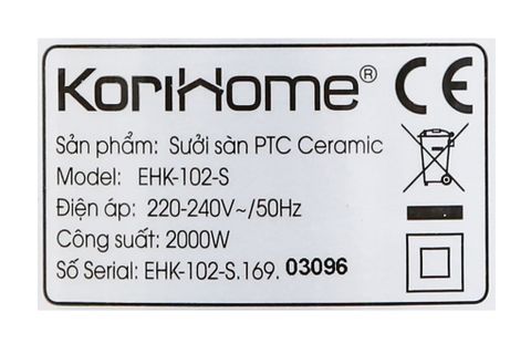 Máy sưởi Korihome EHK-102-S KG