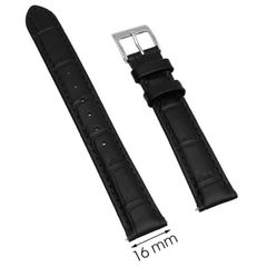  Dây da đồng hồ size 16mm Đen L001-03-16 