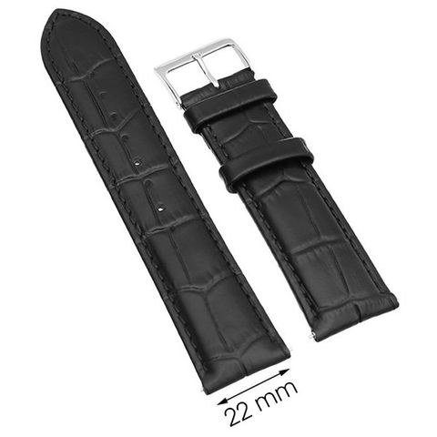 Dây da đồng hồ size 22mm Đen L001-06-22
