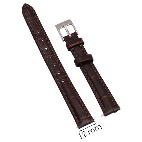 Dây da đồng hồ size 12mm Nâu L002-01-12