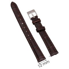  Dây da đồng hồ size 12mm Nâu L002-01-12 