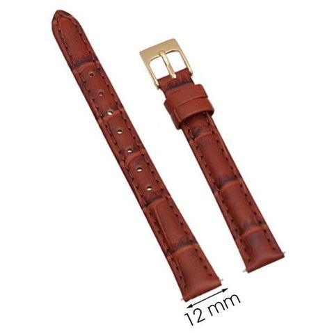 Dây da đồng hồ size 12mm Nâu L006-01-12