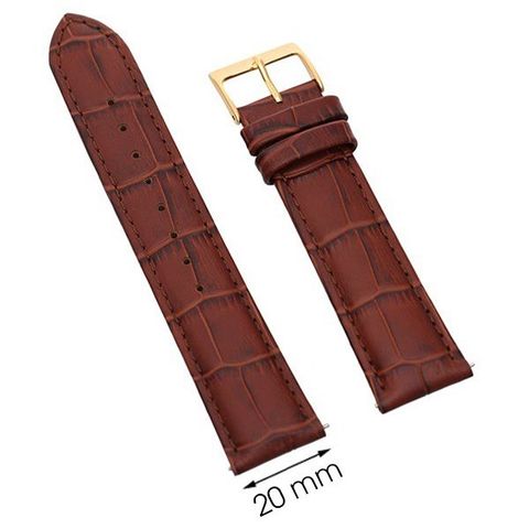 Dây da đồng hồ 20 mm nâu L006-05-20