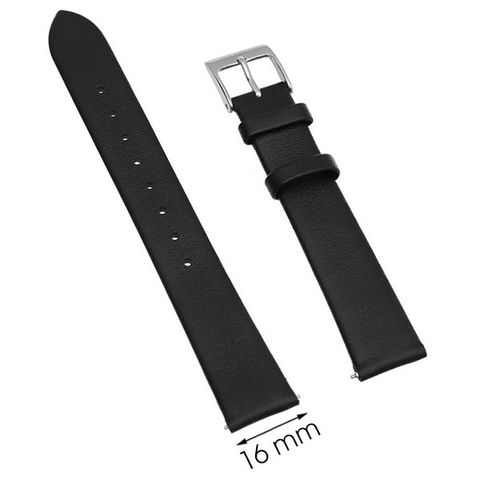 Dây da đồng hồ size 16mm Đen L008-03-16