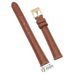  Dây da đồng hồ size 12mm Nâu L010-01-12 