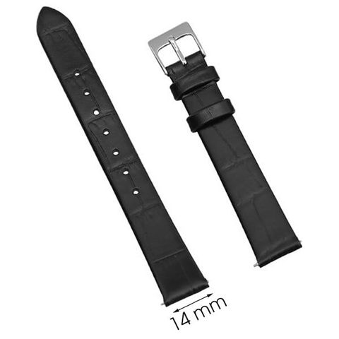 Dây da đồng hồ size 14mm Đen L012-02-14