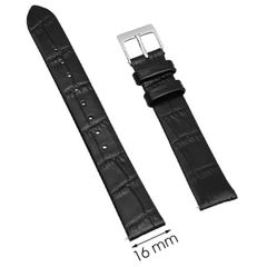  Dây da đồng hồ size 16mm Đen L012-03-16 