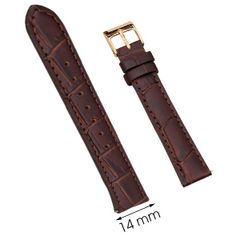  Dây da đồng hồ size 14mm Nâu L016-02-14 