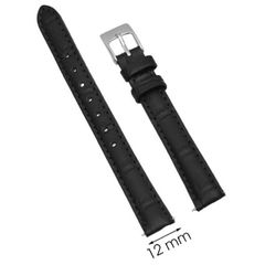  Dây da đồng hồ size 12mm Đen L021-01-12 