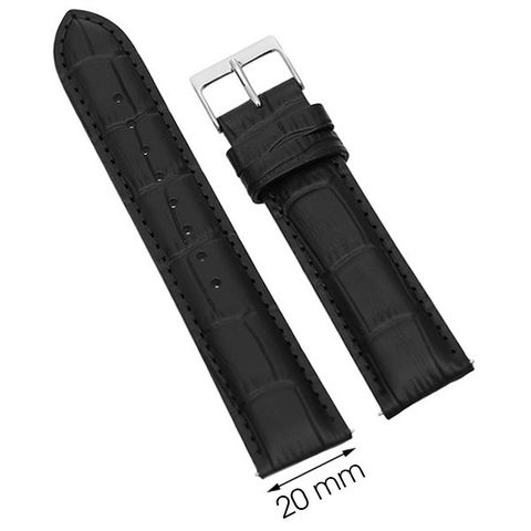 Dây da đồng hồ size 20mm Đen L021-05-20