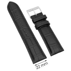  Dây da đồng hồ size 22mm Đen L021-06-22 