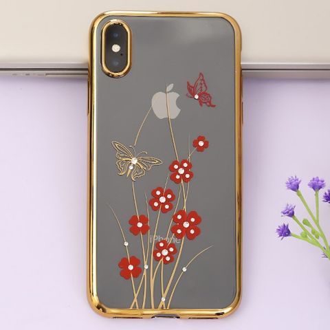 Ốp lưng iPhone X nhựa dẻo Electroplate printing OSMIA Hoa sắc