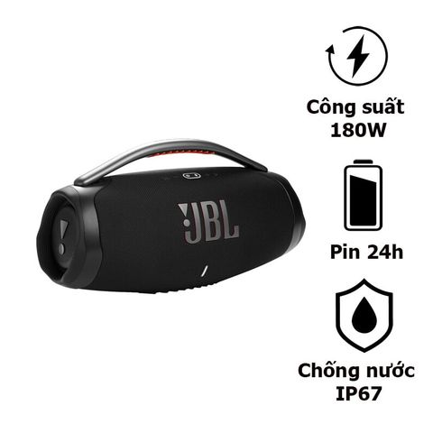 Loa JBL Boombox 3, Pin 24h, Công Suất 112W (Chế Độ Pin), IP67, Bluetooth 5.3, AUX, USB A, PartyBoost