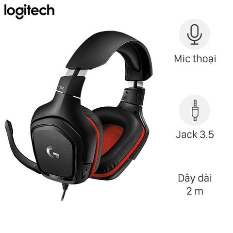 Tai nghe chụp tai Gaming Logitech G331 Đen Đỏ