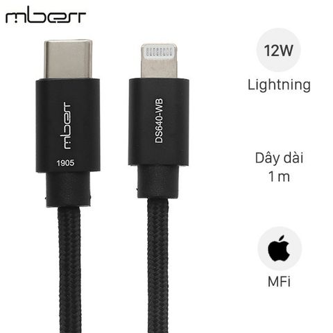 Cáp Type-C - Lightning MFI 1 m Mbest DS640-WB Đen
