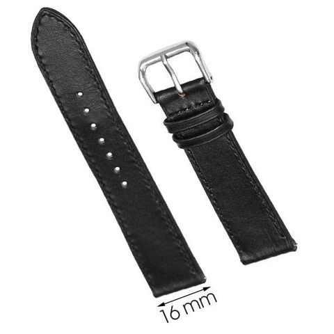 Dây da đồng hồ size 16 mm đen DVM1K1