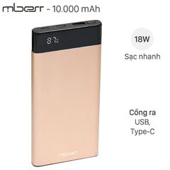  Pin sạc dự phòng Polymer 10.000mAh Type C PD QC3.0 Mbest DS506-WB Gold 