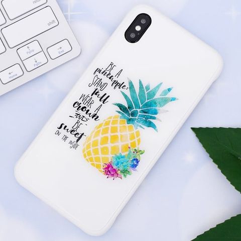 Ốp lưng iPhone XS Max Nhựa cứng viền dẻo Tempered Glass Frameless TPU COSANO CN3190926 Dứa