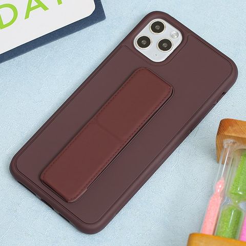 Ốp lưng iPhone 11 Pro Max nhựa cứng viền dẻo PU Stander OSMIA Đỏ Rượu