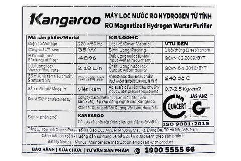 Máy lọc nước Kangaroo KG100HC (Imei)