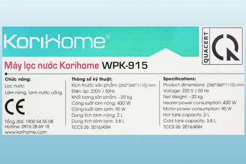 Máy lọc nước Korihome WPK-915 (Imei)