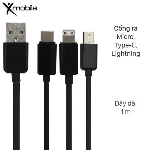 Cáp 3 đầu Lightning Type-C Micro 1 m Xmobile AP03-1000
