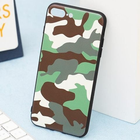 Ốp lưng iPhone 7/8+ viền dẻo TPU+PC UV CKTG330 Vân lính Xanh