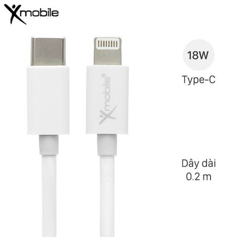 Cáp Type C - Lightning 20cm Xmobile L10 Trắng